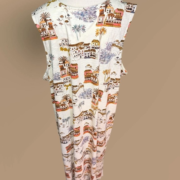 NWOT Denim & Co. Naturals Regular V-Neck Printed Midi Dress w/ Pockets in Scenic - Picture 9 of 14